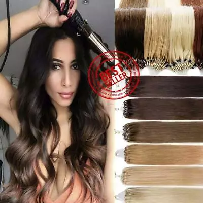 Micro Ring Loop Hair Extensions Silicone Micro Beads Micro Link Real Human Hair • $34