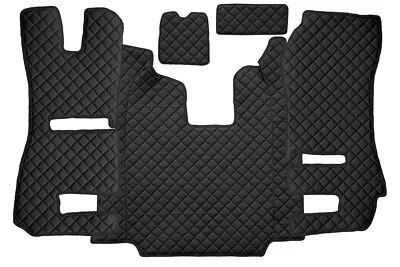 Black Eco Leather Floor + Engine Mats For Scania R Recaro Seats Automat LHD • $213.61