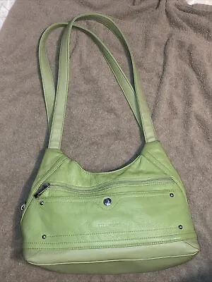 Stone & Co Leather Gorgeous Green Leather Handbag Multi-Pocket; Teal Interior • $20