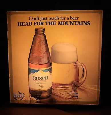 VINTAGE 80s BUSCH BEER  HEAD FOR THE MOUNTAINS LIGHT SIGN BUDWEISER ST. LOUIS MO • $39.99