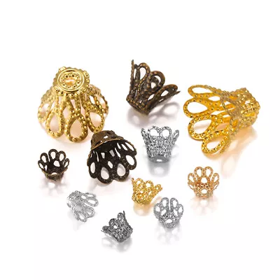 100pcs Flower Bead Caps Filigree Flower Tassel Bead End Caps DIY Jewelry Making • $15.38