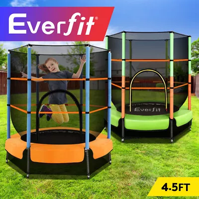 $95.95 • Buy Everfit Trampoline 4.5FT Kids Trampolines Cover Safety Net Pad Ladder Gift Round