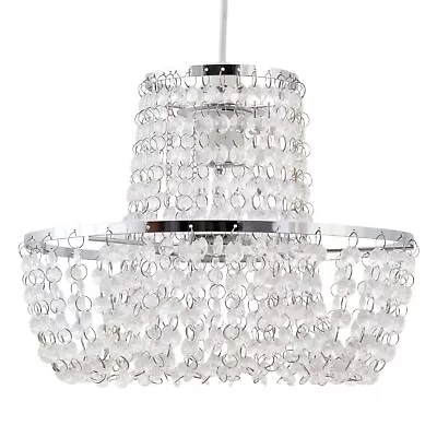 Chandelier Style Easy Fit Ceiling Light Shade Modern Acrylic Crystal Pendant • £15.99