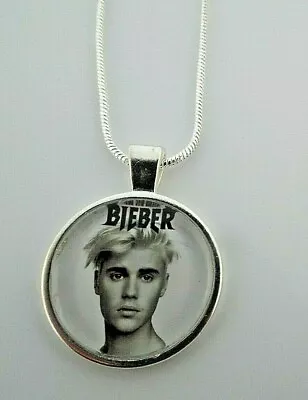 £6.99 • Buy Justin Bieber Music Singer Photo  Silver Plated 22 Inch  Necklace Gift Box Party