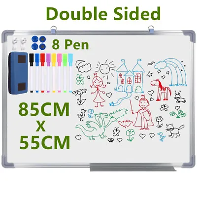 850X550 Magnetic Whiteboard Large White Board Dry Wipe Notice Office School Home • £19.99