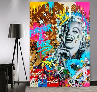 Marilyn Monroe Forever Graffiti - DEEP FRAMED CANVAS WALL ART Or POSTER PRINT • £50.99