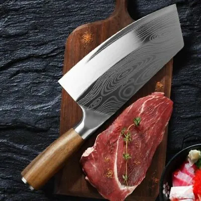 Stainless Steel Asian Kitchen Knife Butcher Chef Damascus Cleaver Chopping Meat • $13.75