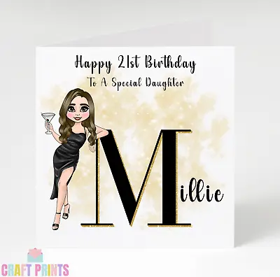 Personalised Chic Black Cocktail Dress Themed Birthday Card 18th 21st 30th 40th • £2.99