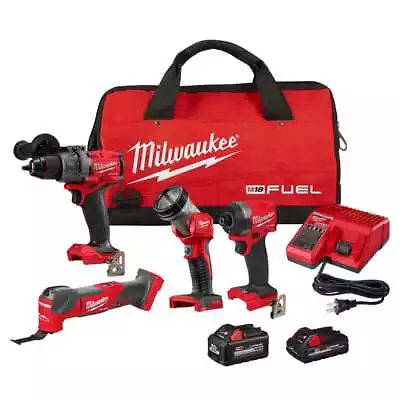 Milwaukee M18 FUEL 18V Lithium-Ion Brushless Cordless Combo Kit (4-Tool) With • $499