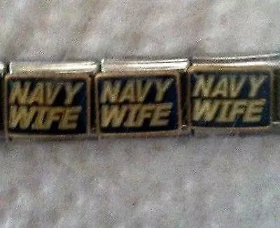  Navy Blue Navy Wife   On Silver 9mm Italian  Charm-military Protect Country • $1.25