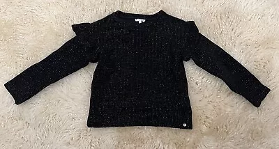 Miss Grant Girls Black Metallic Sweater Size 34 6/7 Wool Blend Beautiful Top • $35