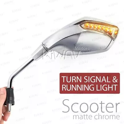 Fist Chrome LED Mirrors Running Indicator M8 For Scooter Moped 50cc 90cc 150cc • $266.20