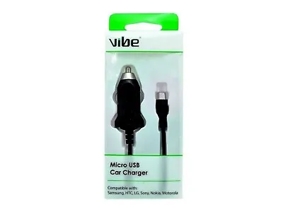 VIBE MICRO USB 1 AMP CAR CHARGER 12V TO 24V 5V BLACK COILED LEAD 1000mA 22836 • £3.95
