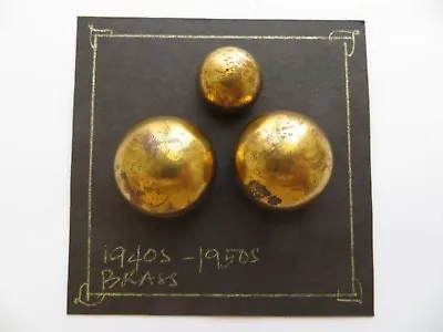 1940s Vintage Med/Sm Domed Brass Metal Coat Jacket Replacement Buttons-23/15mm • £13.31