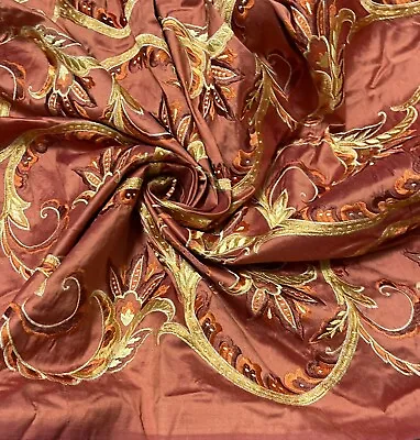 £24.99 • Buy 100% Silk Thai/Taffeta/Raw Silk ~ Embroidered Pure Silk Fabric ~ 54” ~ Orange