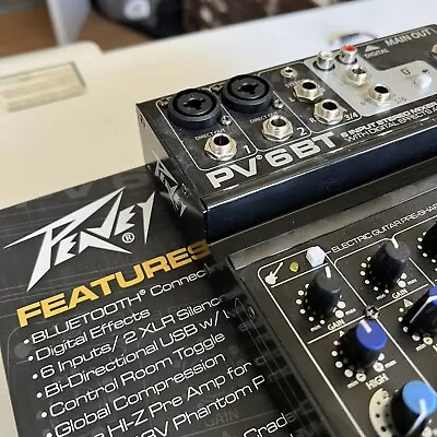 Peavey - PV 6 BT - 6 Channel Compact Mixer - Bluetooth • $125