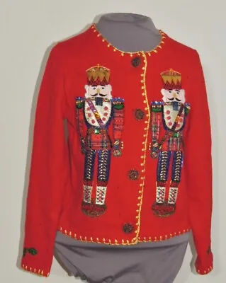 Michael Simon Sez Beaded  Nutcracker Vintage 1997 Sweater Sz 10 MED • $95