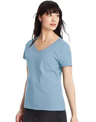 Hanes T-Shirt Women's Cotton V Neck Short Sleeve Perfect-T Ringspun Cotton S-3XL • $10