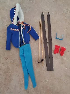 VINTAGE Barbie Doll 1960s Ski Queen Outfit #948 Jacket Coat Skis HTF Goggles  • $55.99