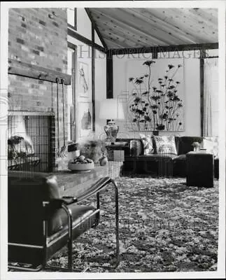 Press Photo Interior View Of Living Area With Fireplace And Carpeting By Magee. • $29.88