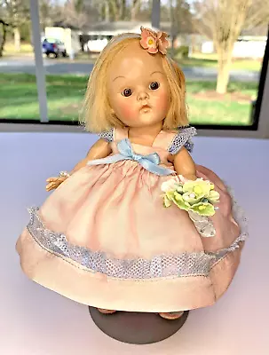 1950s VINTAGE TRANSITION TWO-TONE EYES STRUNG BLONDE MOHAIR GINNY DOLL • $69.99