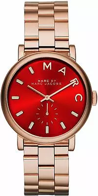 Marc By Marc Jacobs Red Dial Rose Gold-tone Steel Ladies Watch MBM3344 • $159.95