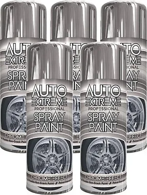 5 X 400ml Auto Extreme Chrome Spray Paint Mirror Effect Car Metal Wood Plastic • £16.49