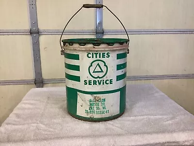 Vintage Cities Service Motor Oil Can. Blue Club Motor Oil 5 Gal Empty Metal Can • $60