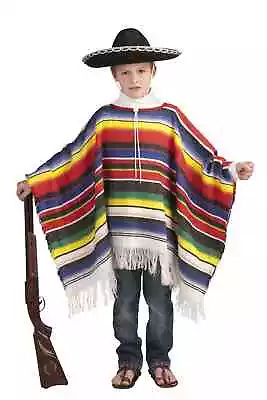 Mexican Poncho Childs Costume Spanish Fiesta One Size Cinco De Mayo Girl Boy New • $21.95