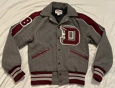 Meca Wool Letterman Varsity Jacket Men’s Sz S Gray Maroon Letter “D” W/Pins • $39