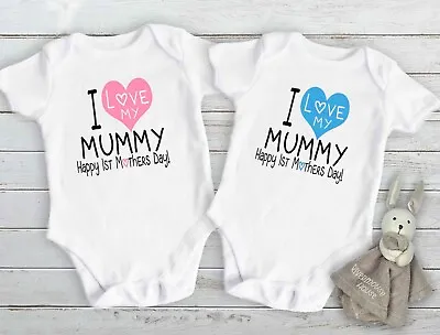First Mothers Day Baby Bodysuit I Love My Mummy Custom Print Love Heart Romper • $24