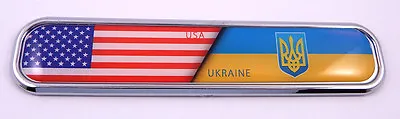 USA / Ukraine  Flag Chrome Emblem 3D Auto Decal Sticker Car Bike Boat 5.3  • $9.99