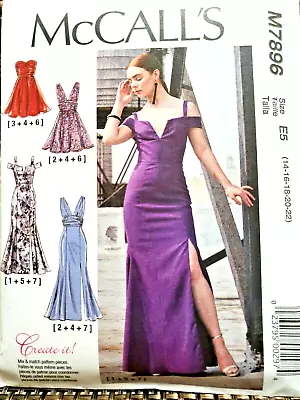 McCall's 7896 Misse's Dresses Sz 14-22 Semi-Formal Mix + Match Pattern Pieces   • $9.94