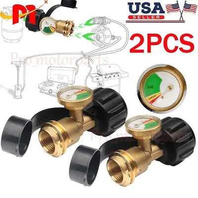 Propane Tank Brass Adapter W/ Pressure Meter Gauge 4 Master LP Gas Grill BBQ RV • $11.39