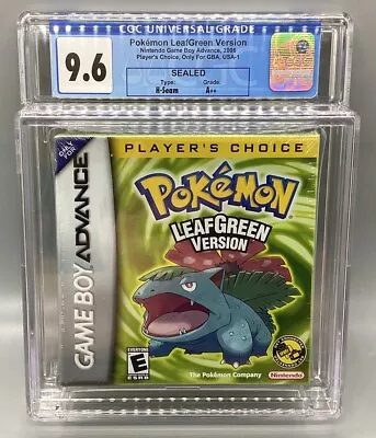 Pokémon LeafGreen Version Player’s Choice Nintendo Game Boy Advance CGC 9.6 • $3599.99