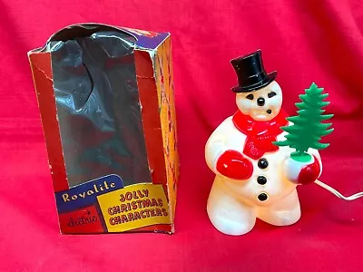 Vintage 7  Royalite Christmas Hard Plastic Blow Mold FROSTY Snowman In BOX  !! • $73