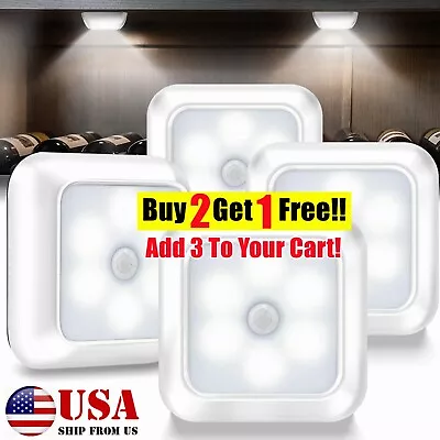 LED Motion Sensor Closet Light Battery Powered Indoor Wall Cabinet Night Lamp • $8.89