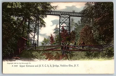 Watkins Glen New York - The N.Y.C Railroad Bridge - Vintage Postcard - Unposted • $6.79
