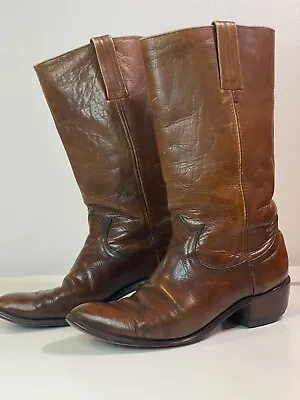 Mens Frye Vintage Brown Leather Cowboy Boots Made In USA RN# 2585 Size 10.5 D • $69