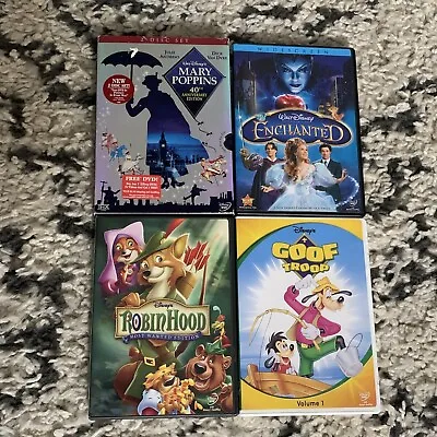 Disney DVD Lot Of 4 Movies - Enchanted Marry Poppins Robin Hood Goof Troop • $14