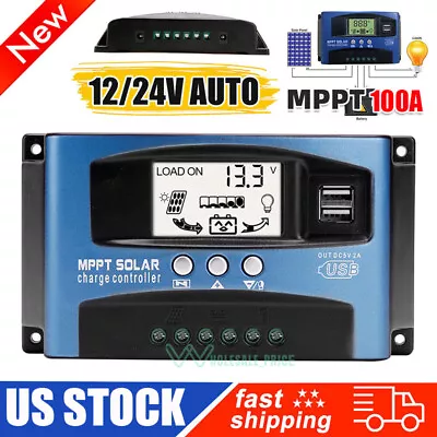 100A MPPT Solar Charge Controller 12V/24V Auto Battery Regulator LCD Dual USB • $10.09