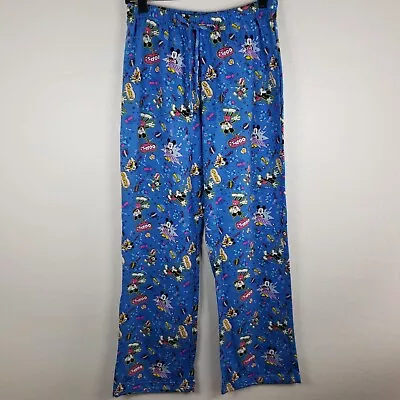 Disney Pajama Pants Women's Medium Blue Colorful Mickey Mouse Lounge Pants New • $21.99