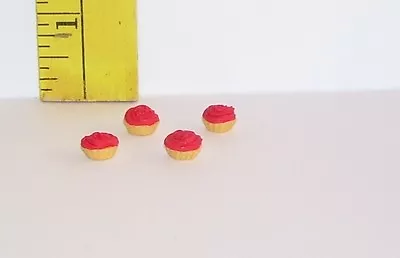 Miniature Handmade For Barbie Monster High Red Iced Mini Cupcakes Food Lot  • $6.47