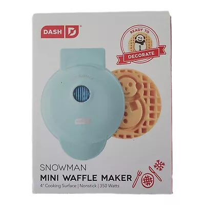 NIB Dash Snowman Mini Waffle Maker 2023 Nonstick 4  Surface Winter Treats  • $14.95