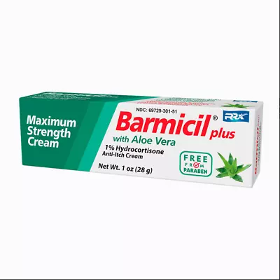 Barmicil Plus Cream Skin Allergies Aloe Vera With 1% Hydrocortisone Maximum 1 Oz • $16.79