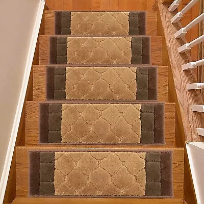 Custom Size Euro Collection Washable Brown Color Non Slip Stair Treads Set Of 13 • $140.99