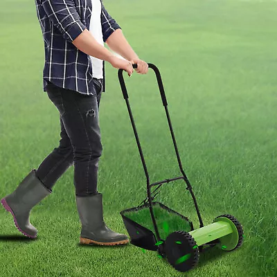 5-Blade Dual Wheel Lawn Mower Manual Push Reel Grass Cutting Machine Walk Behind • $75