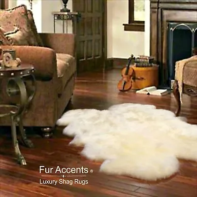 $139.99 • Buy Shag Faux Fur Area Rug, Quatro, Thick, Faux Flokati Sheepskin Pelt, White USA