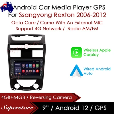 $719 • Buy 9” Android 12 Car Stereo Non-DVD GPS Radio Head Unit For Ssangyong Rexton