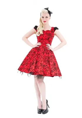H&r London Red Barb Wire Rose Anchor Star Long Retro Punk Vintage Prom Dress • $49.99